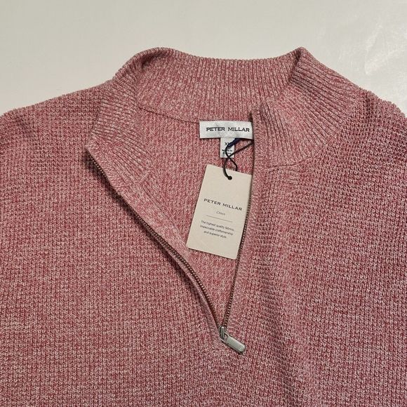 Peter Millar Crown Kitts Twisted 1/4 Zip Sweater Lyche Red Size L MS23S05 NWT - Picture 7 of 11